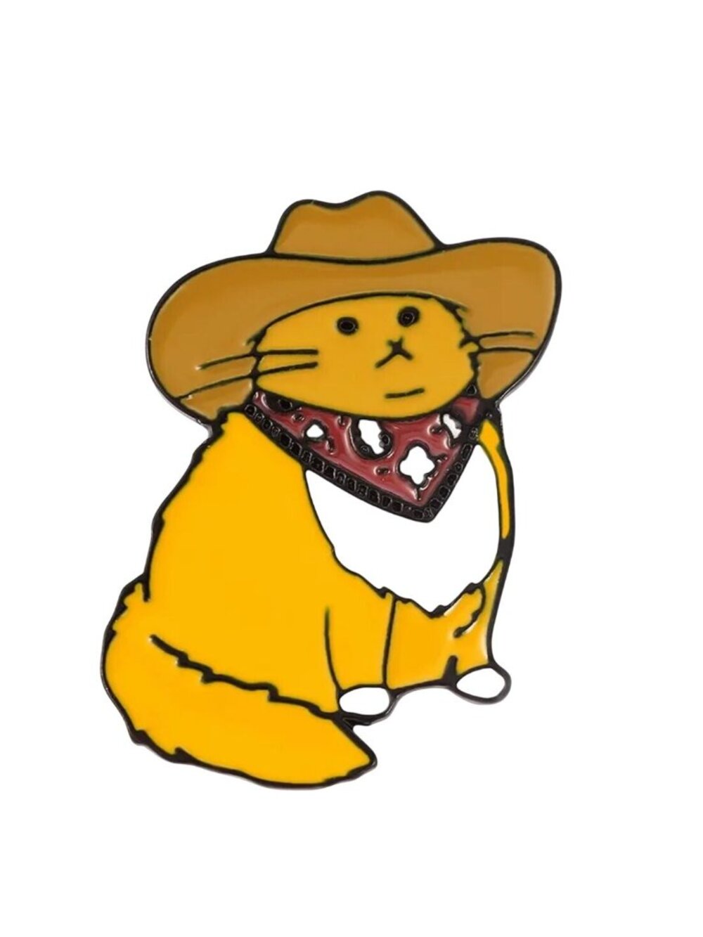 Cute Metal Enamel Cowboy Ginger Cat Lapel Pin